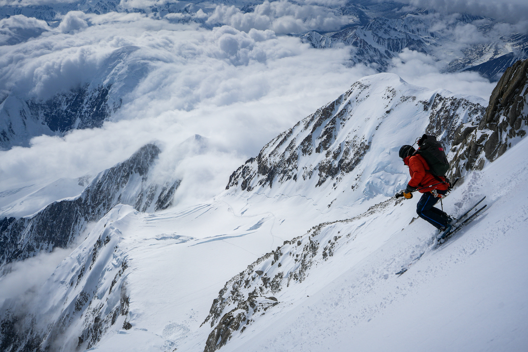 Boris Langenstein skiing the Orient Express on Denali while he and Tiphaine Duperier acclimatized for their descent of the southwest face. 