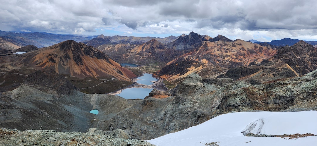 The view from Nevado Minafierro Oeste in the Cordillera Venturosa, east of Lima.