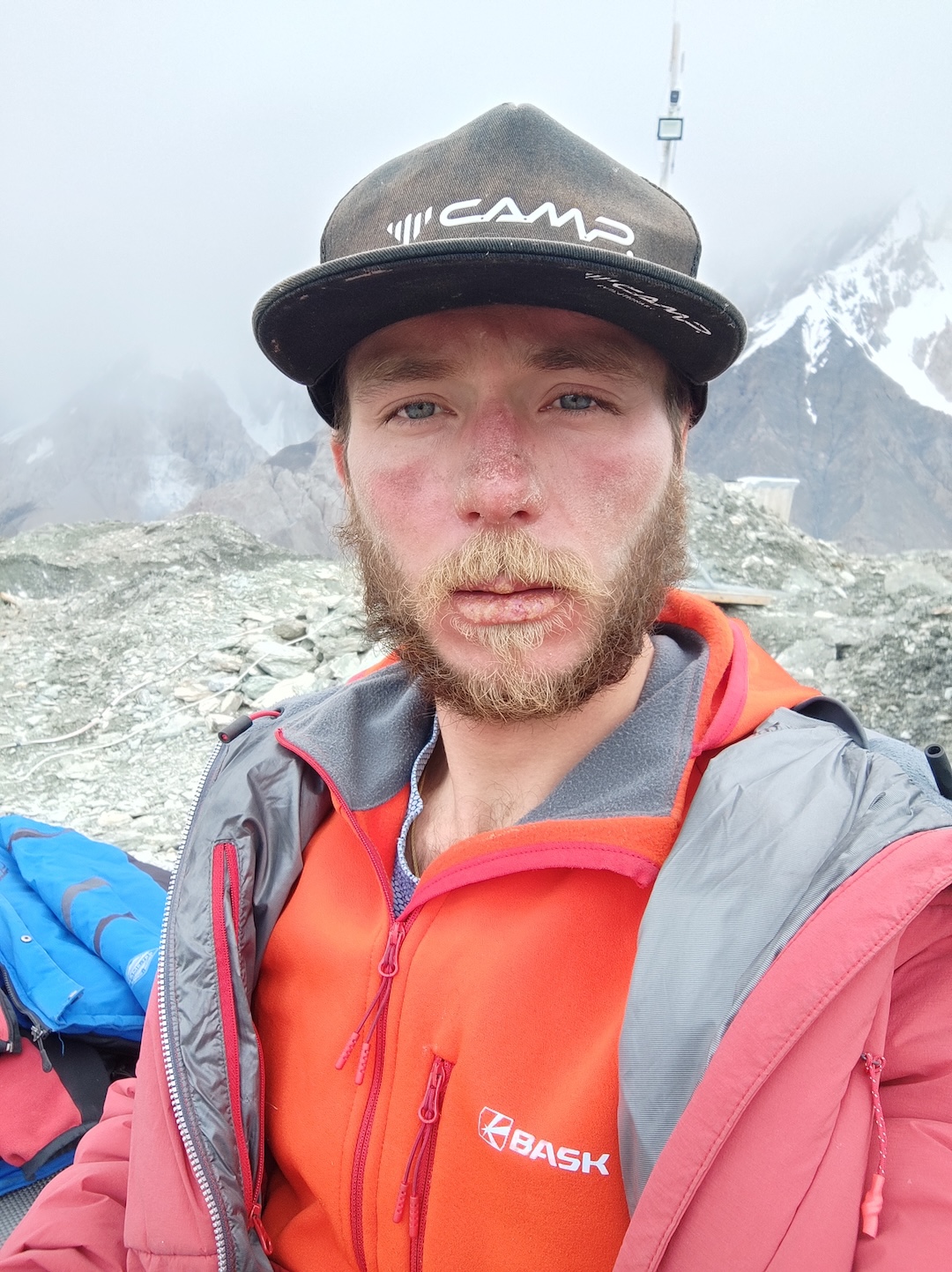 Ratmir Mukhametzyanov at base camp after ten days away. 