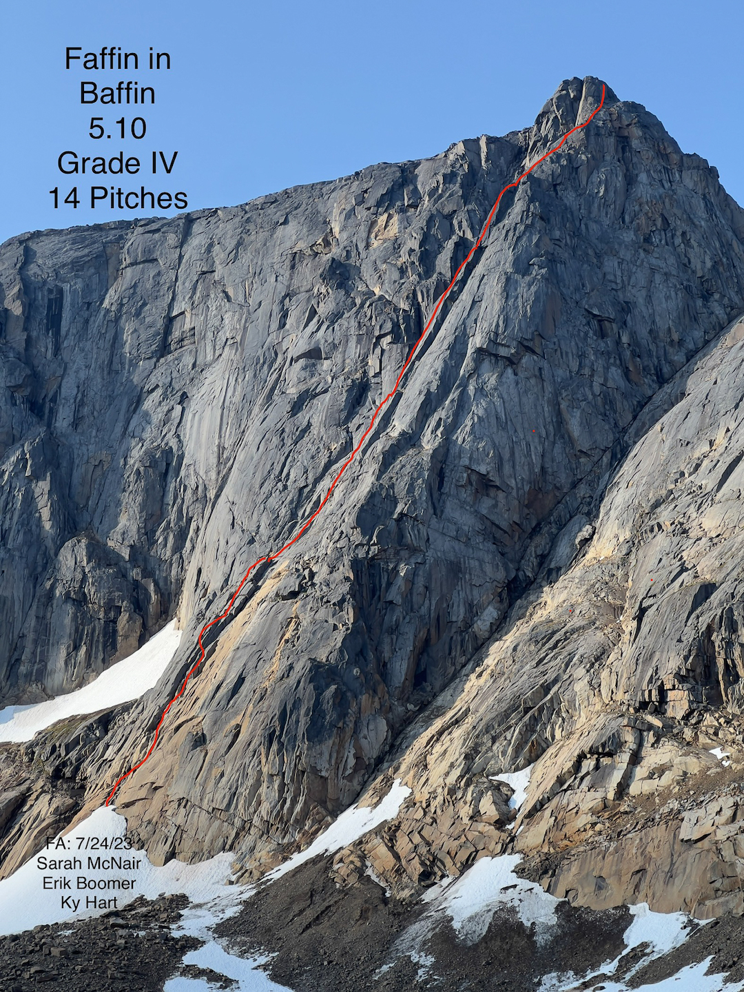 Photo-topo for Faffin in Baffin, near the Grinnell Glacier, Baffin Island.