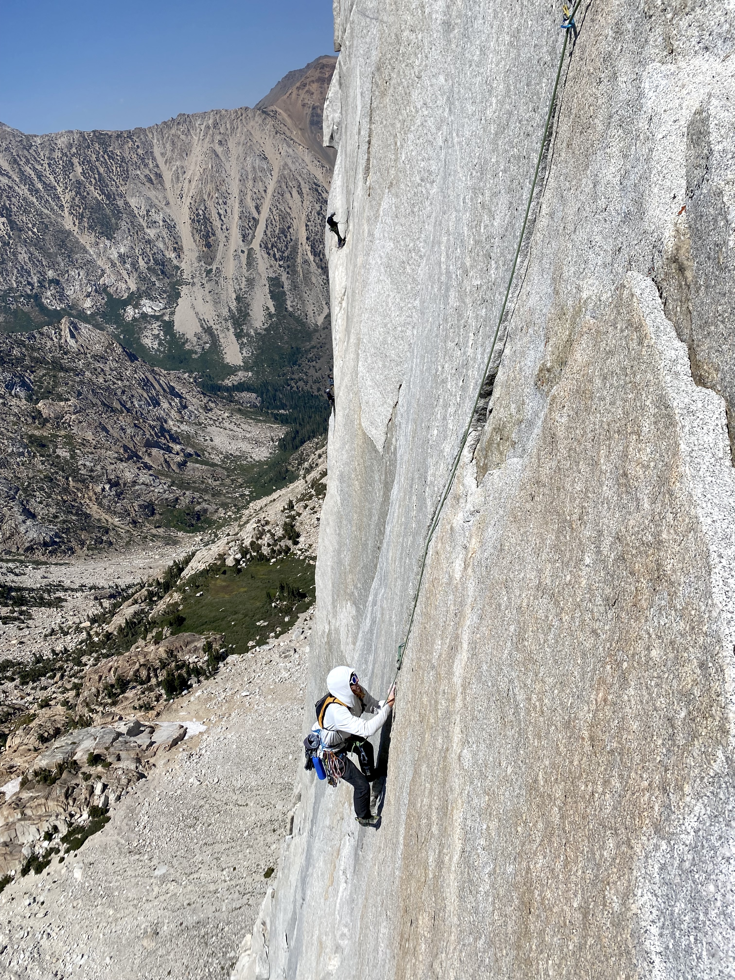 Chase Leary getting into the fun 5.11b finger crack on pitch six of the 12-pitch Choose Joy. 