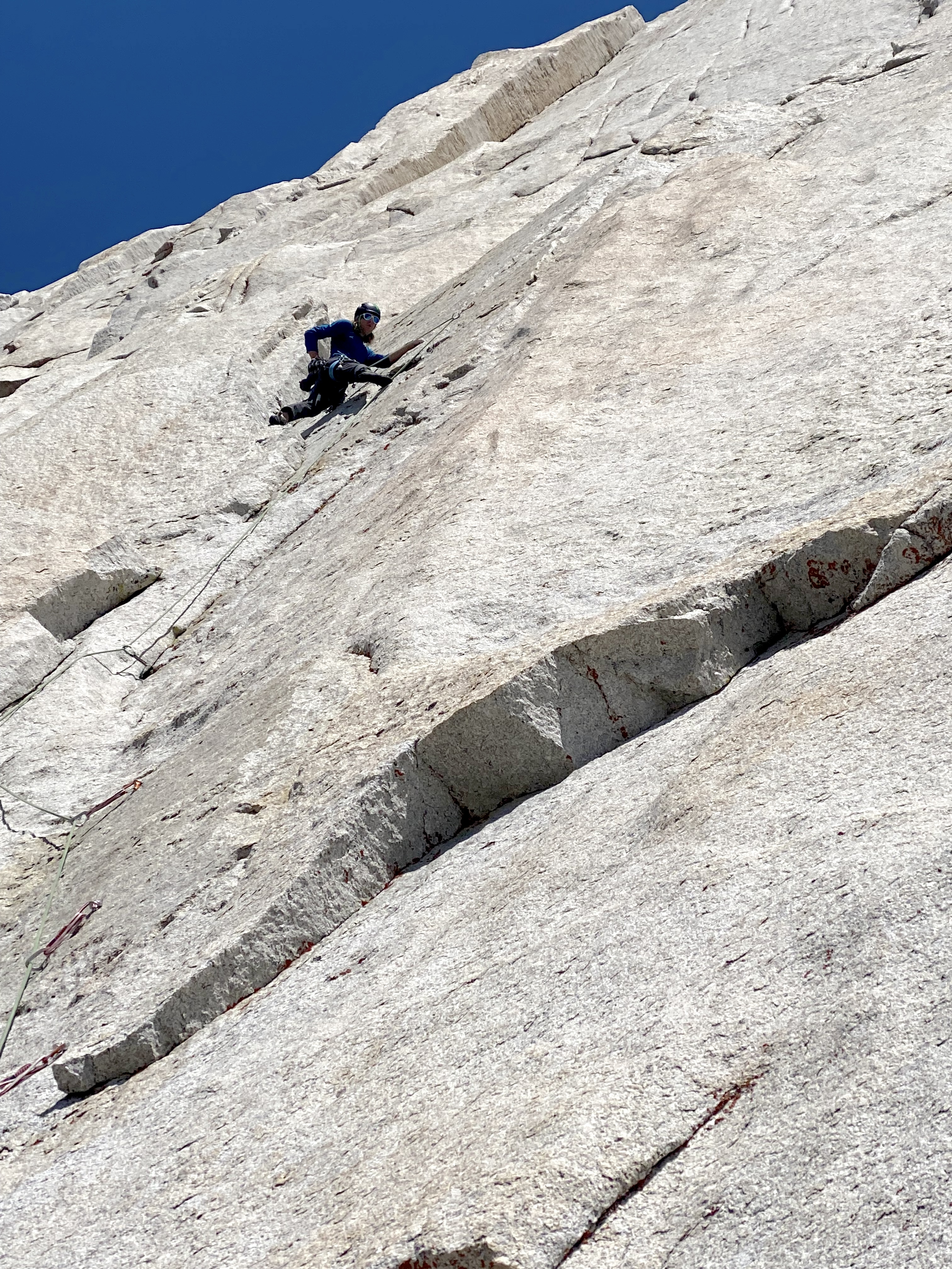 Chase Leary onsighting the Believer Pitch, pitch seven, 5.12-, on the 12-pitch Choose Joy, the Incredible Hulk. 