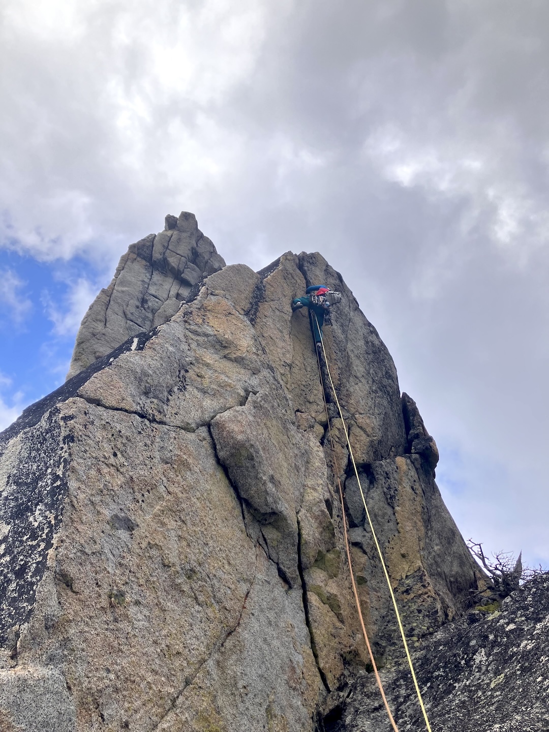 Wayne Wallace on the final pitch, a 5.10c hand crack, on Song of the Summer. 