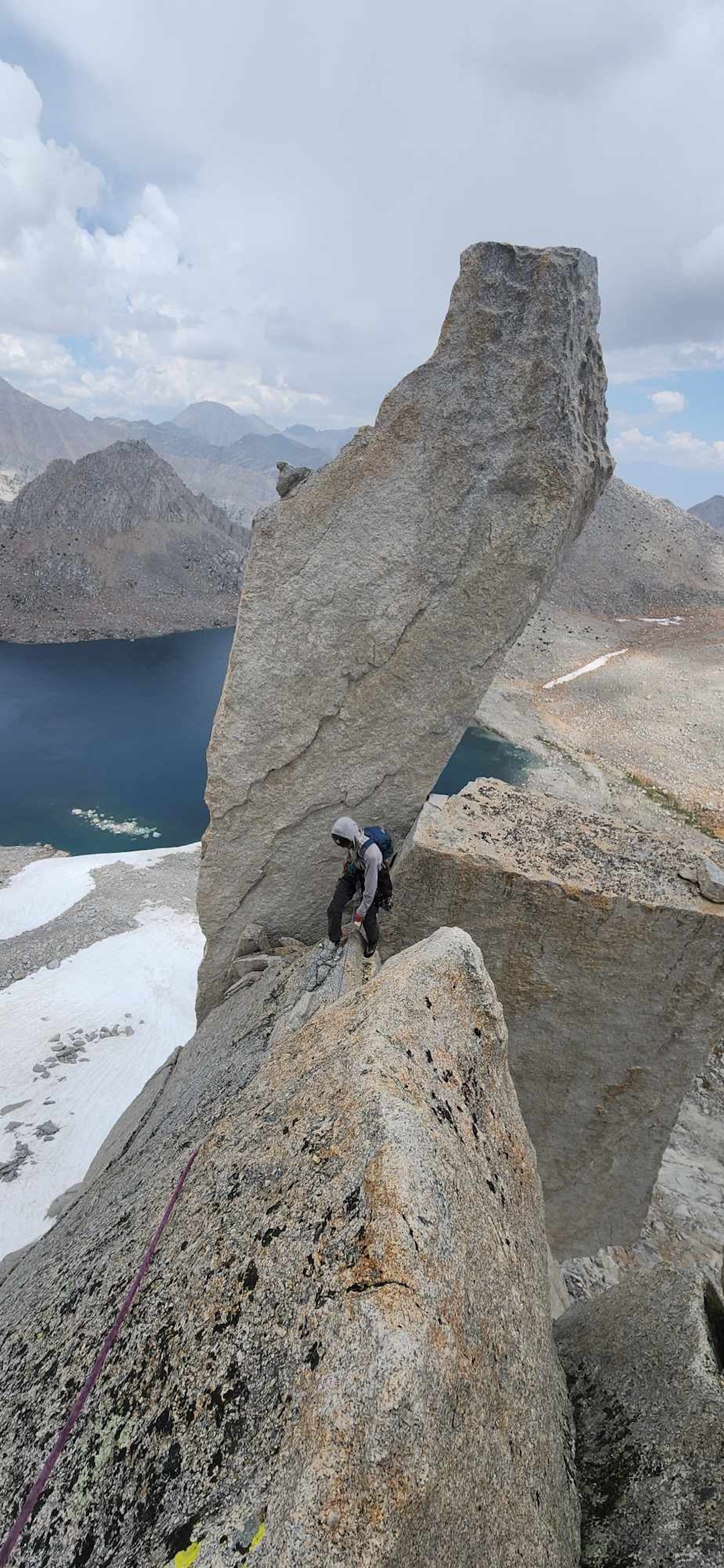 Matt O’Brien nearing the top of East Pinnacle, a semi-detached tower on the east ridge of Royce Peak.