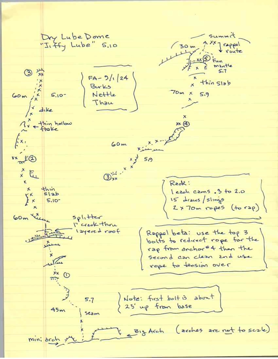 Topo for the route Jiffy Lube on Dry Lube Dome.