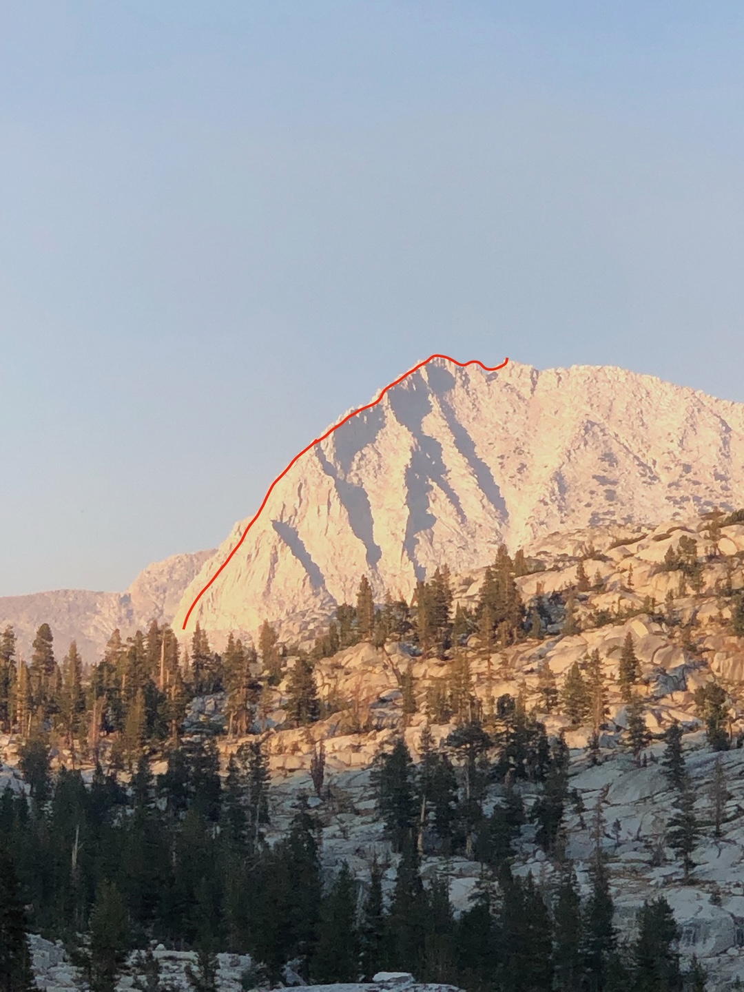 Daniel Jeffcoach and David Stone made the first ascent of the west ridge of Oyster Peak, which they dubbed Mother of Pearl Ridge (1,500’ of roped climbing, III 5.7), on August 16, in the John Muir Wilderness, Sierra Nevada, California.