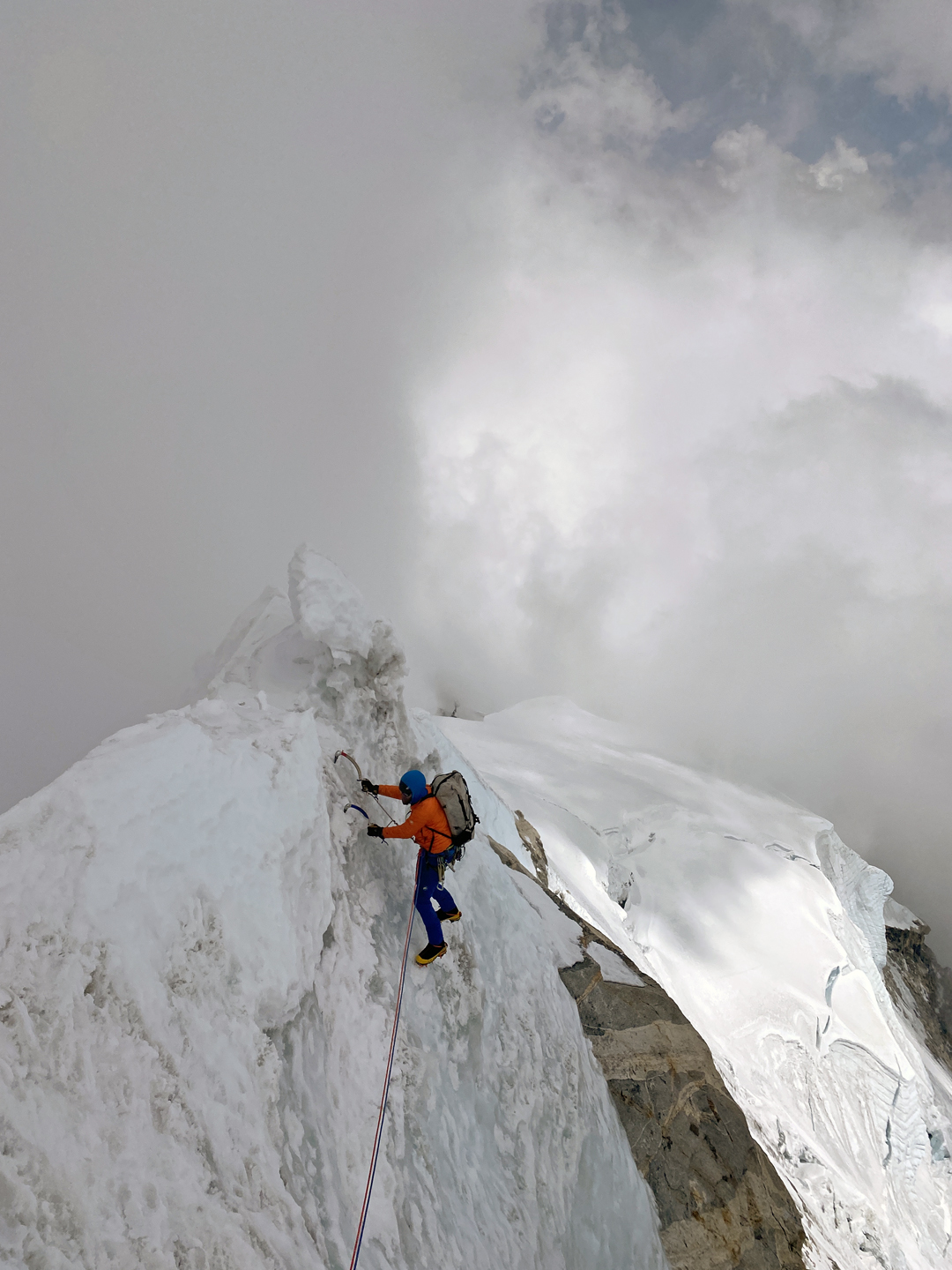 Pat Perry Johnson on the east ridge of Tengkangpoche.
