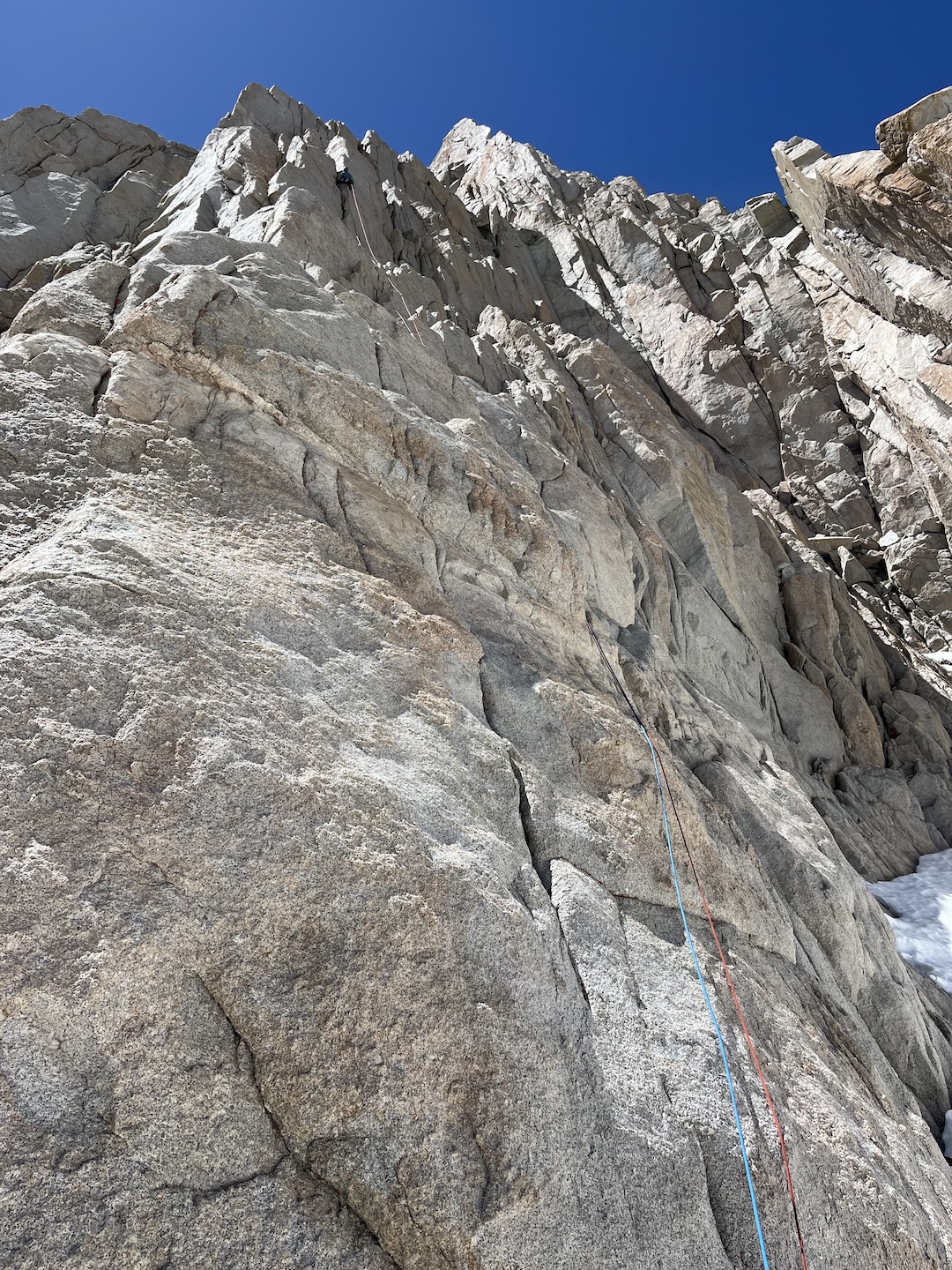 Honz Mikhalek on the excellent rock of the first pitch of Shadow of a Doubt, Mt. Hitchcock, the Sierra. 