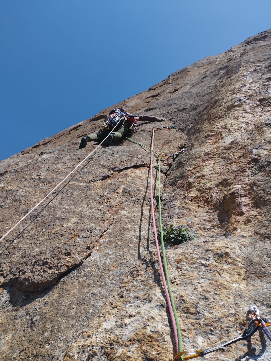 Alessandra Prato leading pitch eight of Messy Dreamers, Peak 3,850m.