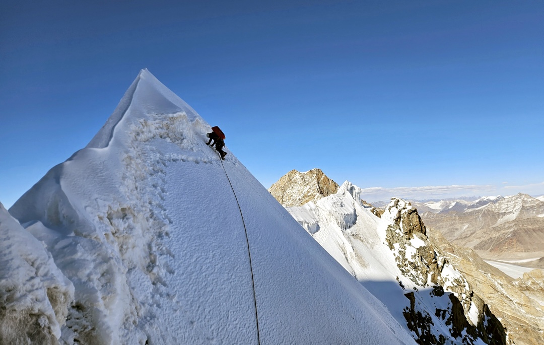 Patricija Verdev on day three of the first ascent of the east ridge of Lalung I.