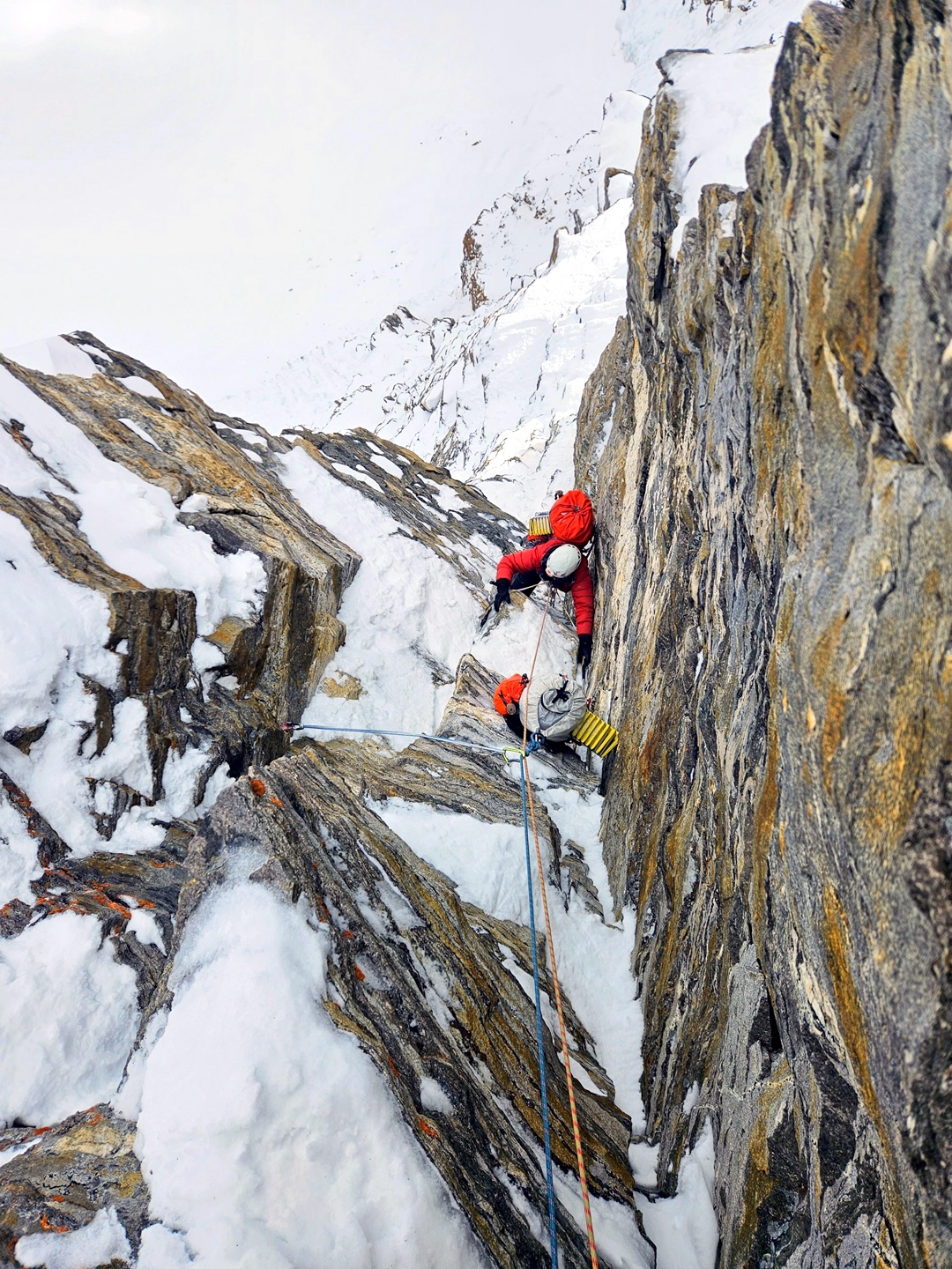 Patricija Verdev following a mixed section on the second day of the ascent of Lalung I’s east ridge. 