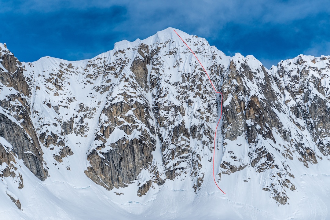 Depth Perception (1,300’, IV WI5 M5), climbed by Ben Dewey and Chris Dewey, was the first ascent of the Water Tower (9,957’), the highest of four summits on the north-south ridge forming the eastern border of the cirque below the Southeast Spur of Begguya.