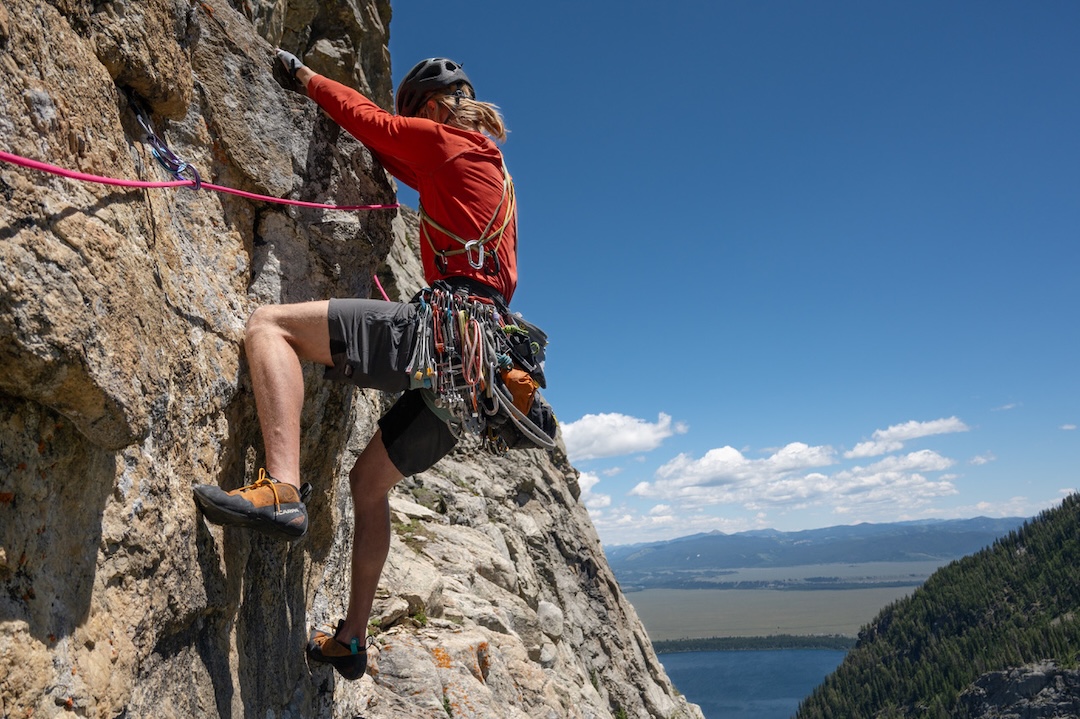 Brandon Wanthal on the first ascent of the S-Pitch on Chilly Dogs. 
