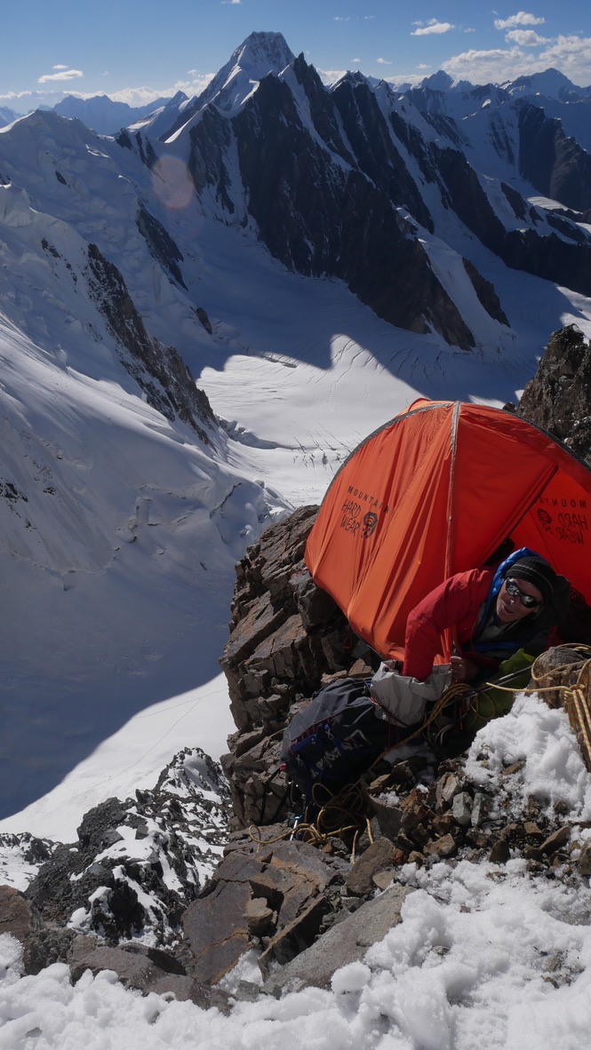 The first bivouac, at about 5,750m, during the first ascent of Yawash Sar I. 
