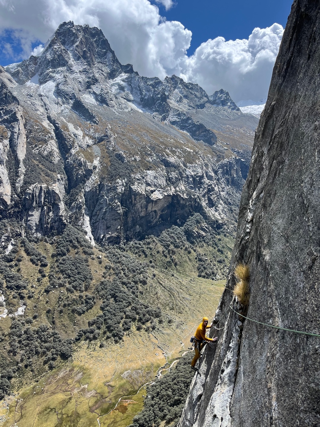 John Ebers following pitch 11 (5.11+), above the crux of Big Fighter. While potential for big new free lines in the area is plentiful, Wharton says, “Just come prepared to place lots of bolts or do lots of gardening.” 