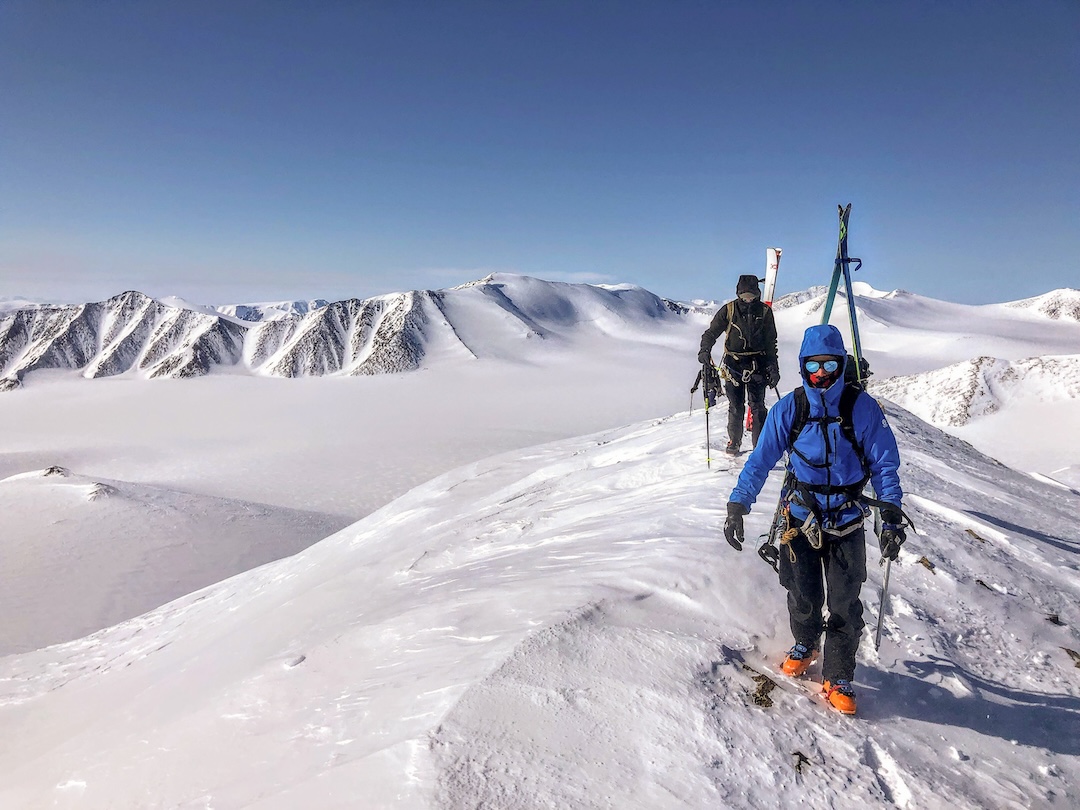On the summit ridge of Peak 1,438m during the first ascent. 