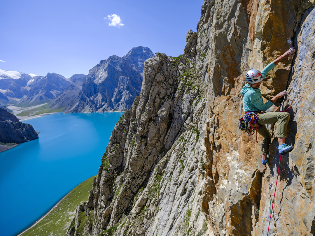 During the first ascent of Dry Martini above Paradise Lake, Xinjiang.