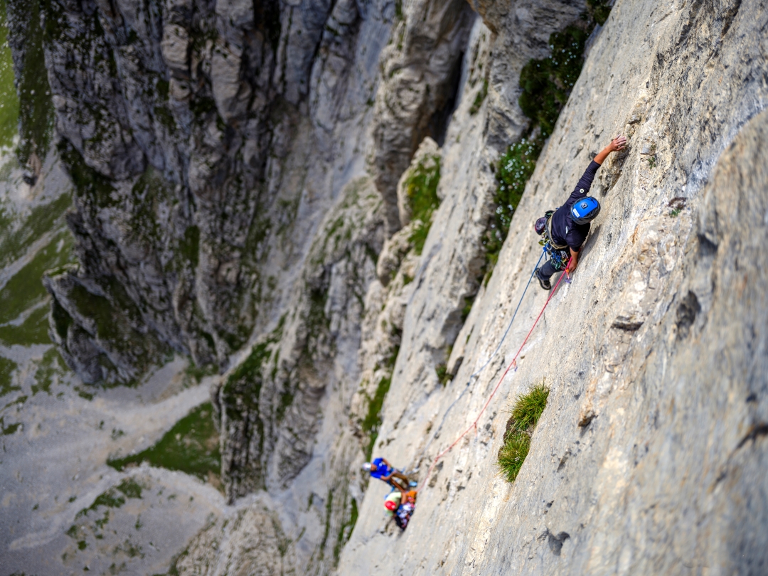 During the first ascent of Dry Martini above Paradise Lake, Xinjiang.
