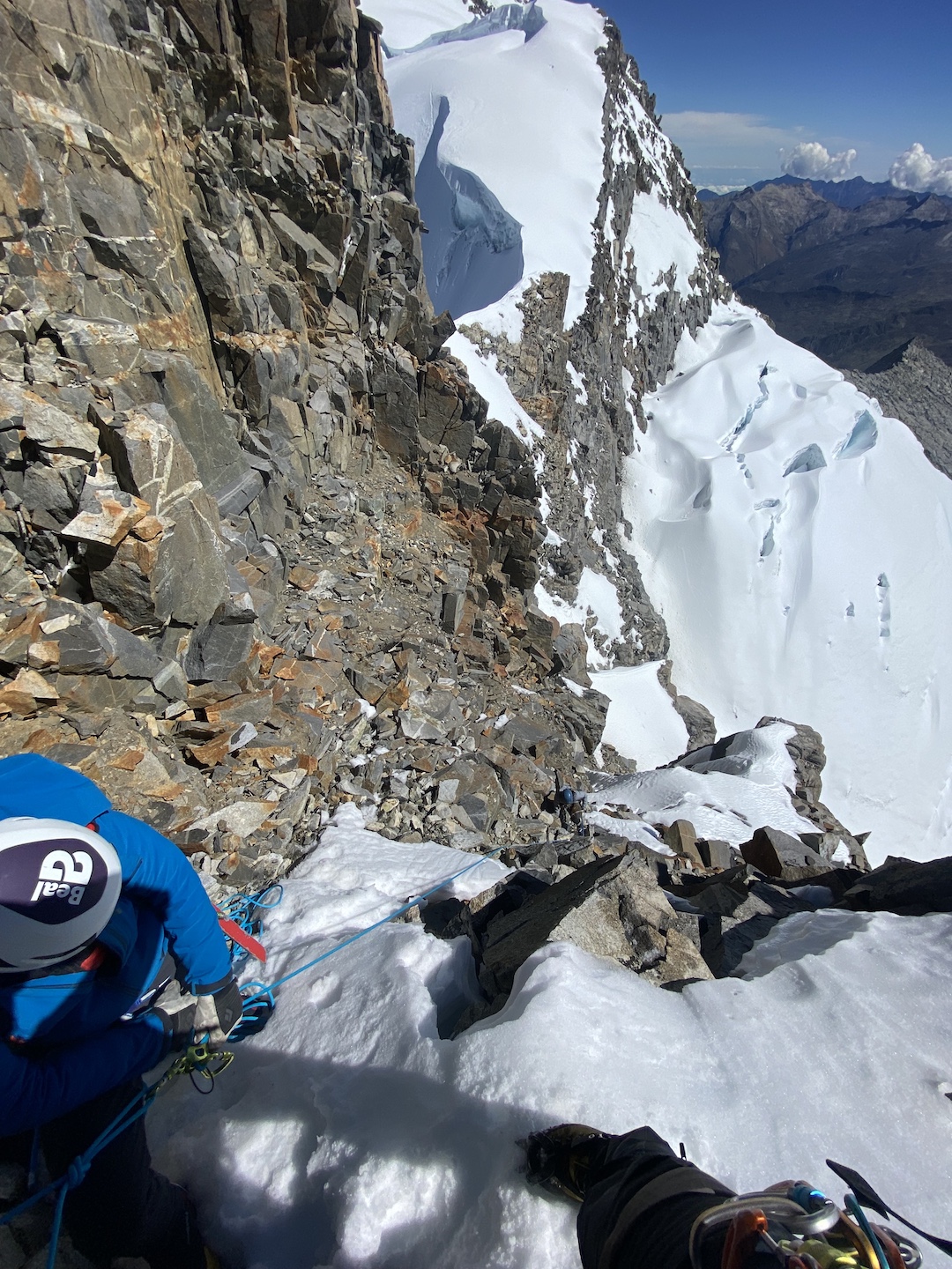 Looking down the second pitch of AYU on the south side of Picoón Bolívar.
