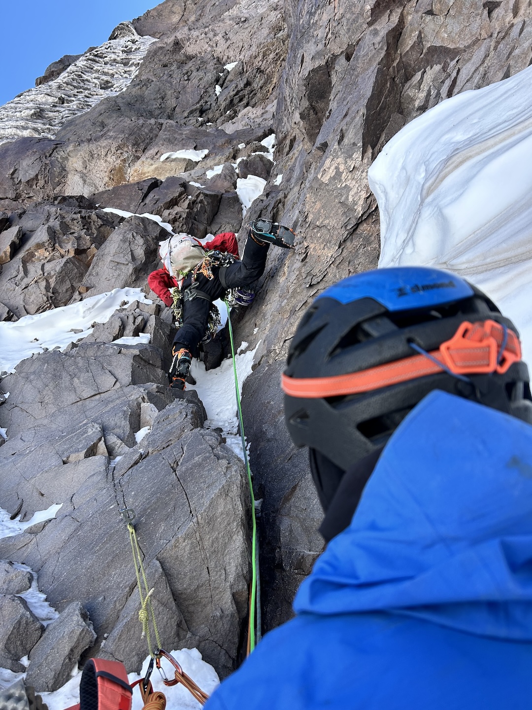 Steep mixed ground low on the south face of Cerro Tronco. 
