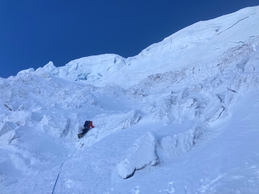 Low on Póker ásana, the new route up the northwest face of Hvannadalshnúkur. 