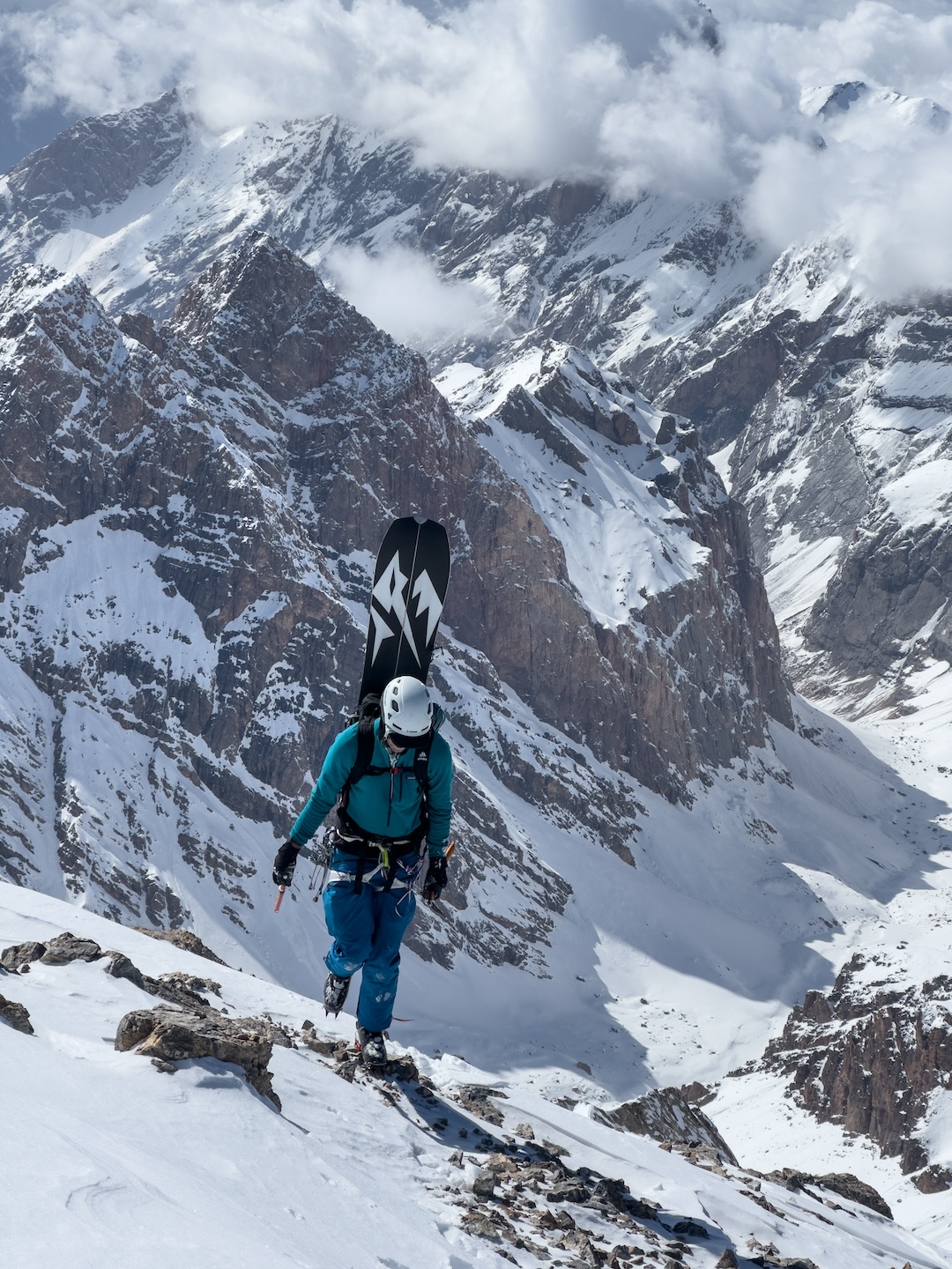Robin Hill climbing Energia Peak en route to the first ski descent of the northeast face.