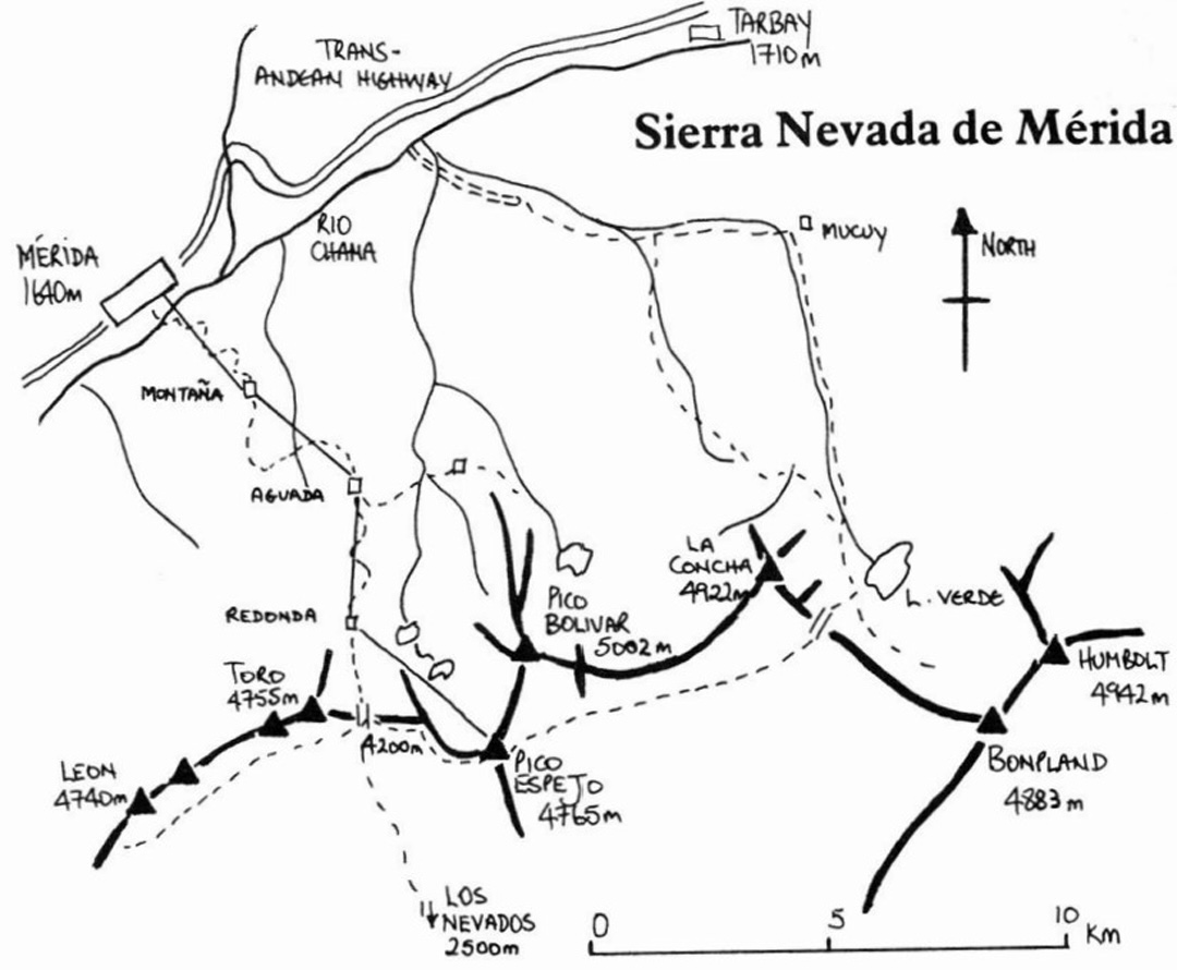 Sketch map of the Sierra Nevada de Mérida. 
