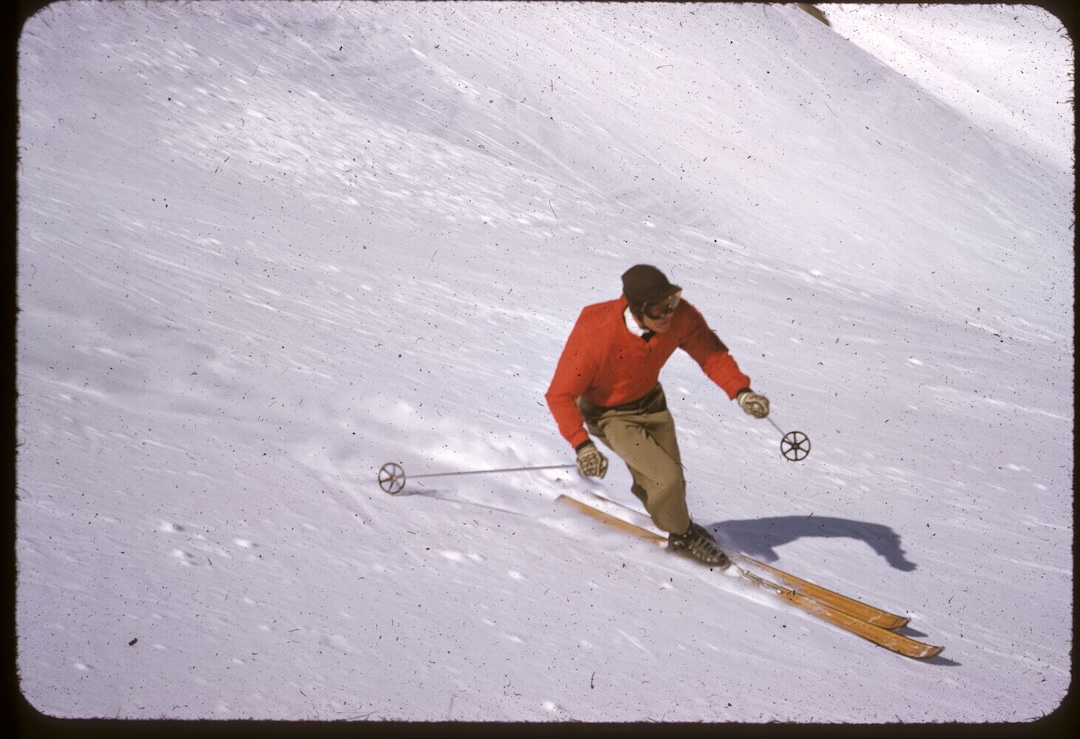 Shown here on Tuckerman Ravine, Mount Washington, in the 1940s or early 50s, Fred had learned to ski as a youth and as a young man eagerly joined the 10th Mountain Division corps. Instead of serving overseas in World War II, he became a doctor and surgeon, seeing wartime duty later in Korea.