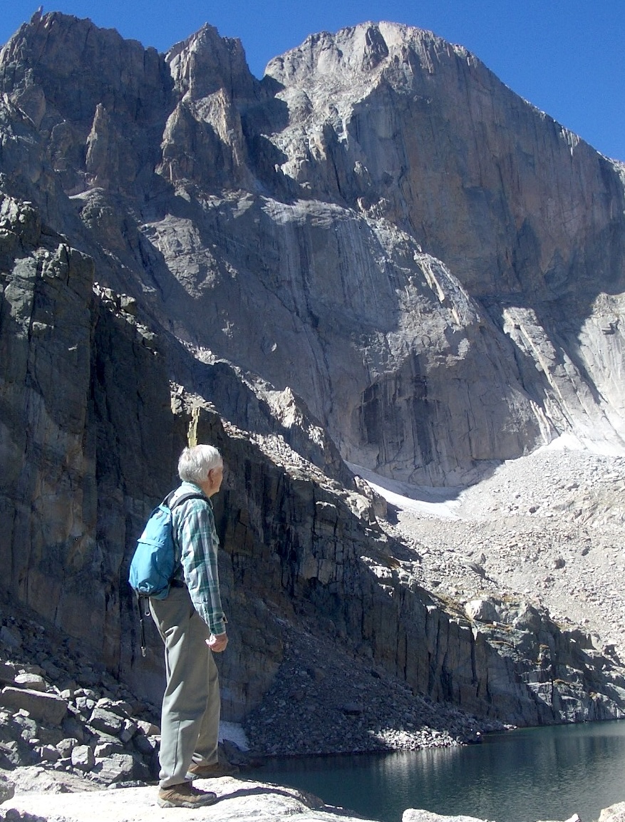 Dave Rearick at Chasm Lake, below the Diamond on Longs Peak, in 2012. 