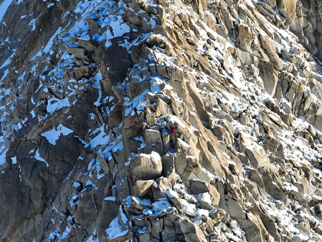 On the blocky granite of the southwest ridge of Sir Duk.