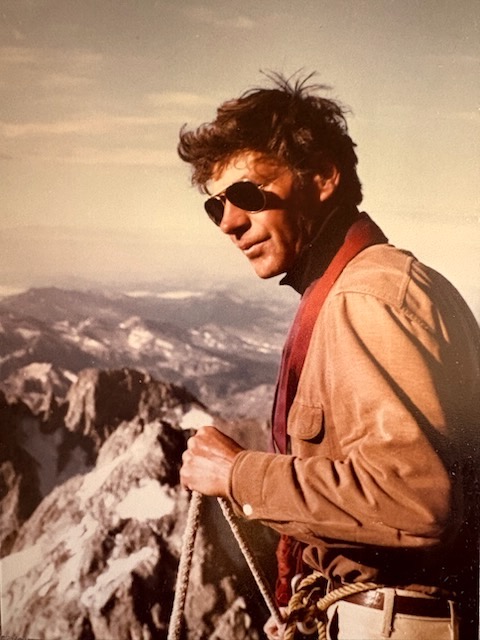 Rod Newcomb on the Grand Teton, which he climbed over 400 times, including a one-day ascent at age 75. 