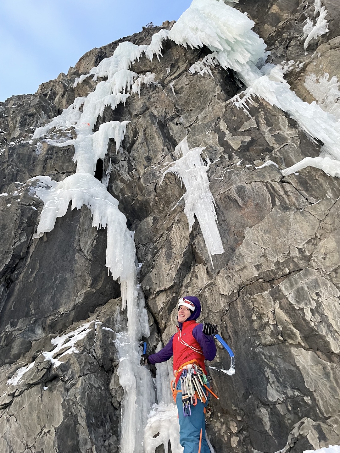 ​​Balin Miller starts up Soul Creation on the Weeping Wall along the Seward Highway near Anchorage, Alaska.