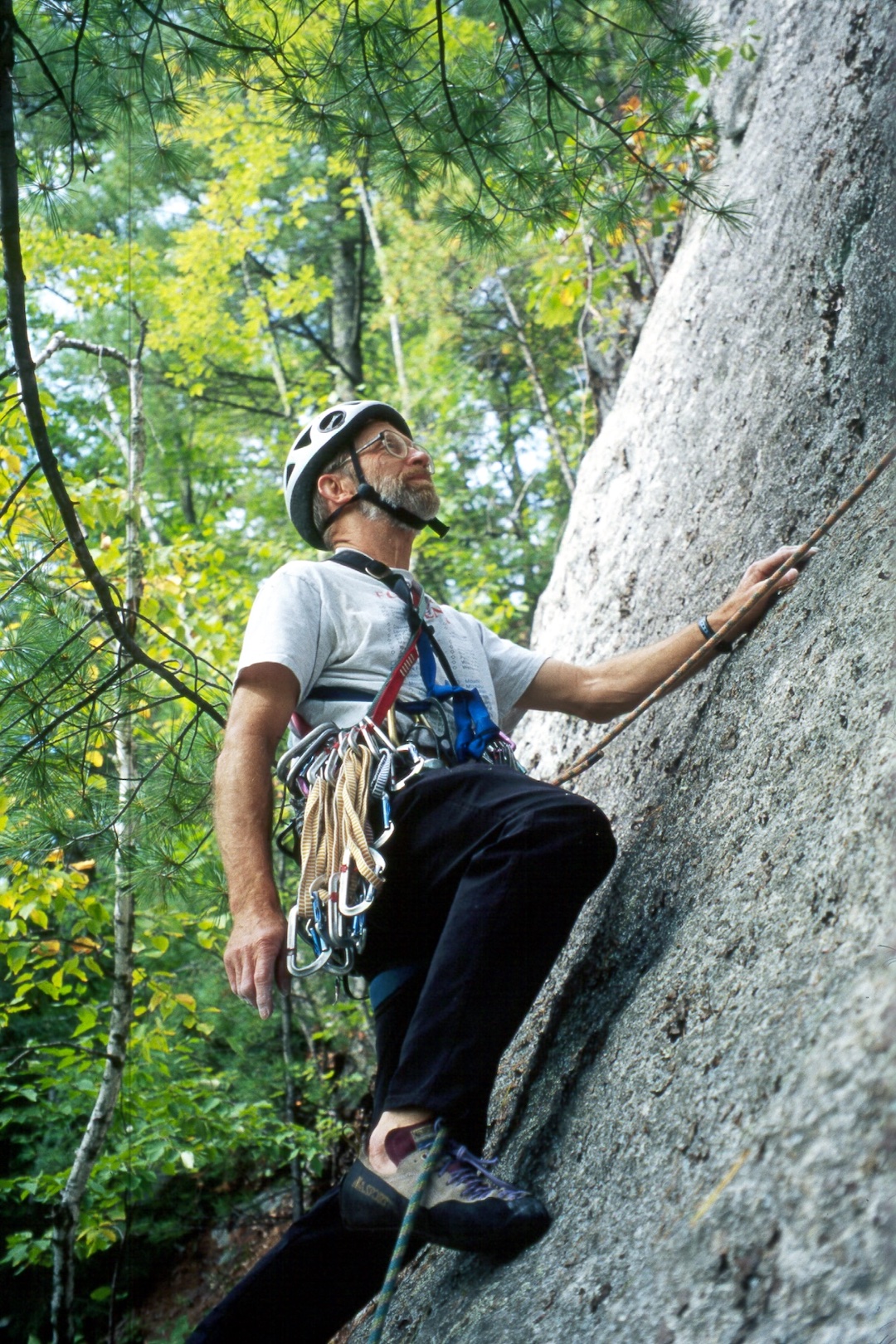 George Hurley leads up Morning After, the Shawangunks, New York, March 21, 2004. 