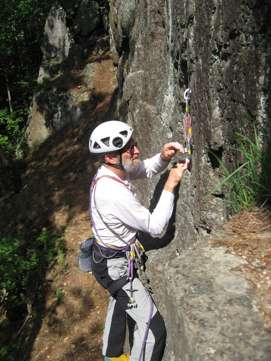 Climbing at Humphrey’s Ledge, the North Conway area, New Hampshire, May 13, 2006.
