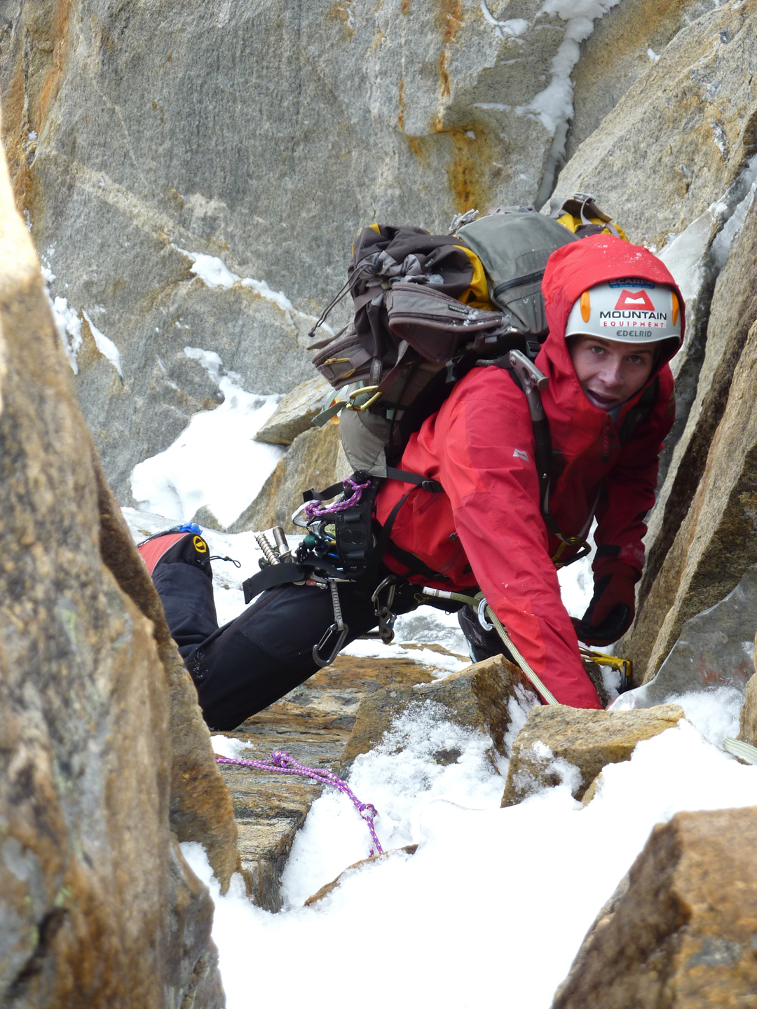 Florian Jehle on the upper section of the northeast ridge of Bublimotin. 