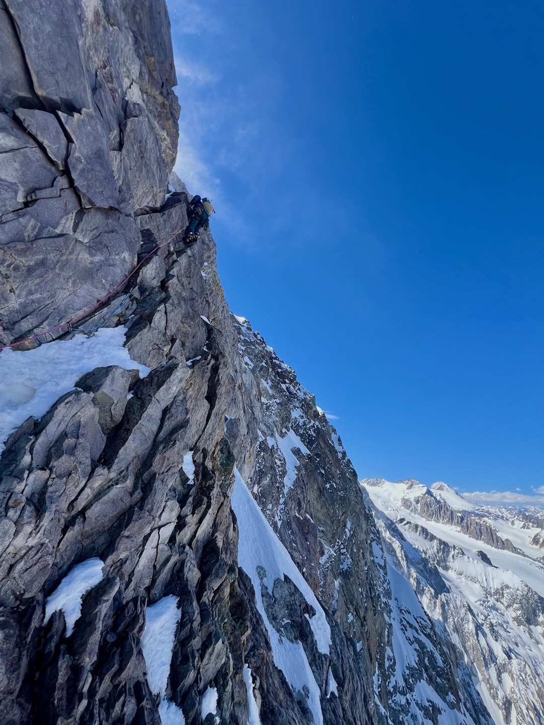Steep mixed on the south ridge of Cerro El Brujo Sur.