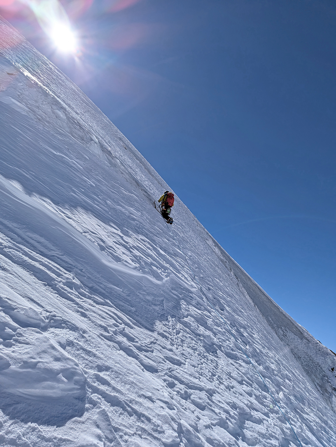 In the south couloir of Khudopin Sar during the first ascent. 