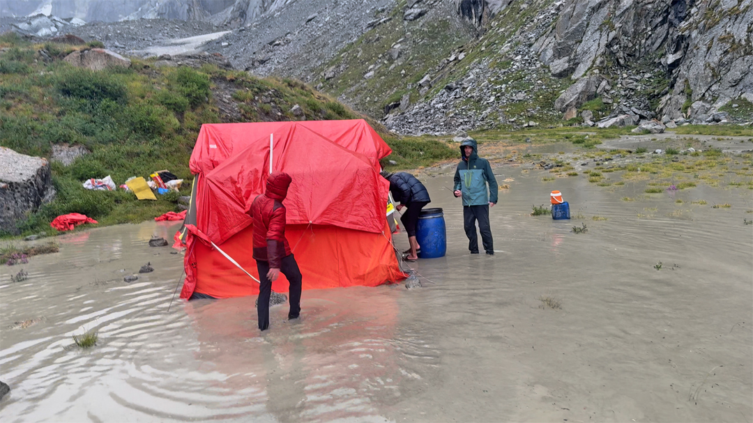 Khane Valley base camp after the river burst its banks. 