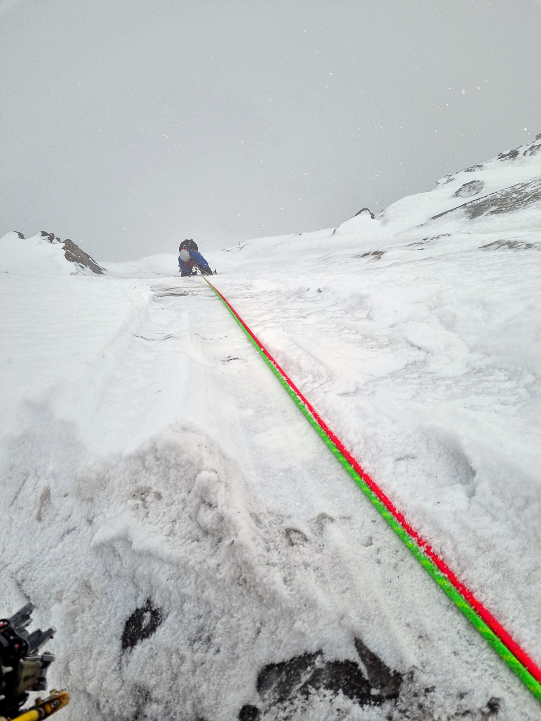 Jacek Czech in deteriorating weather during summit day on the east side of Laila Peak. 
