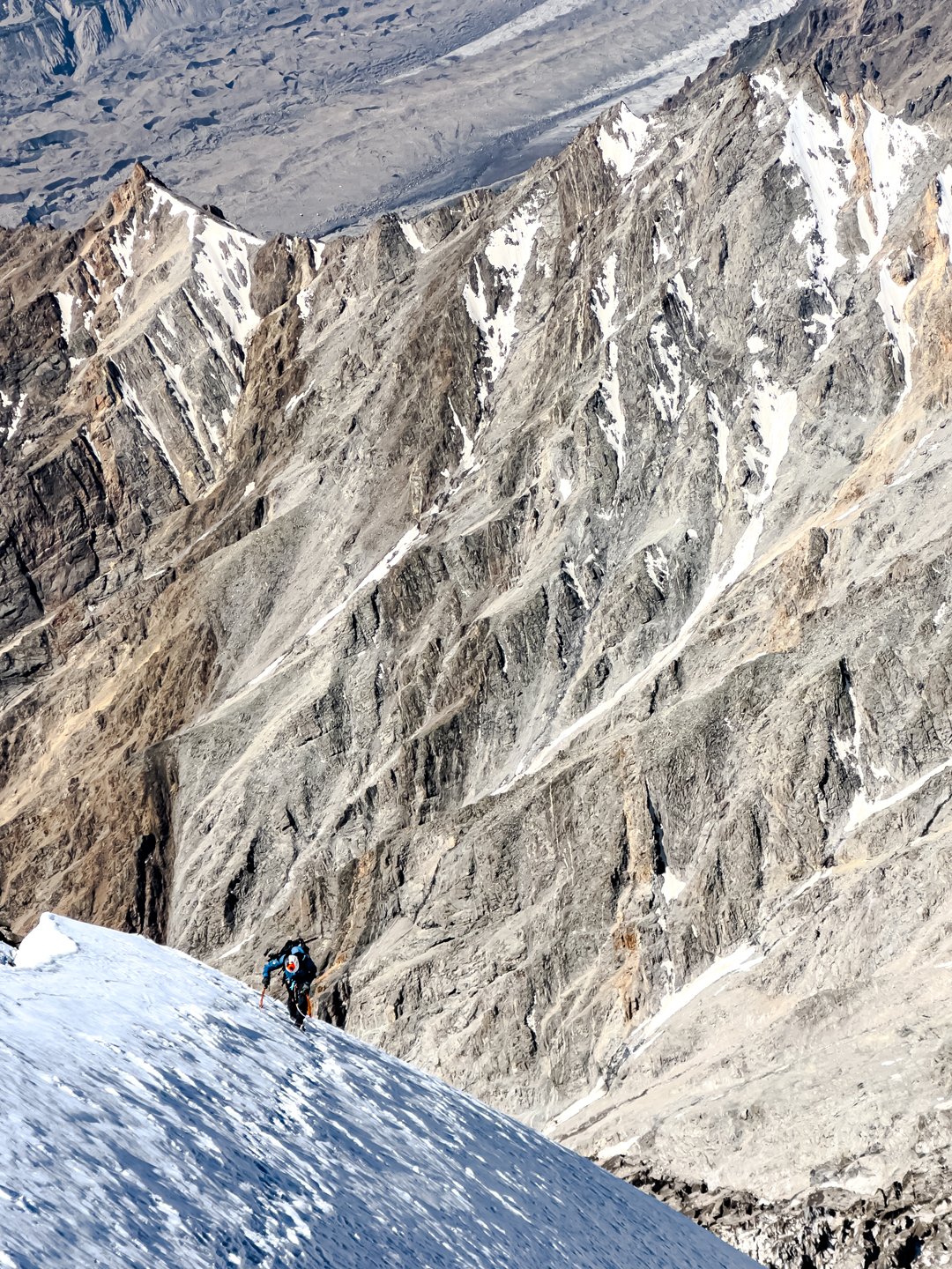 Climbing the lower section of the Schell Route, Nanga Parbat, on the first day of the alpine-style ascent.