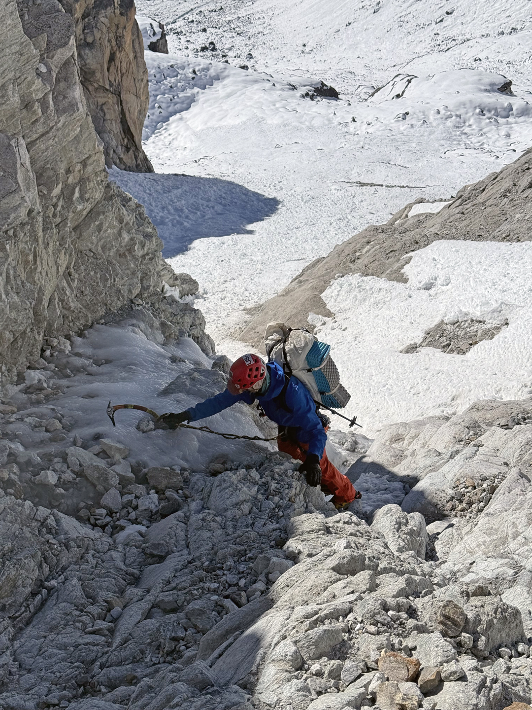 Low on the southeast face of Pharilapcha. 