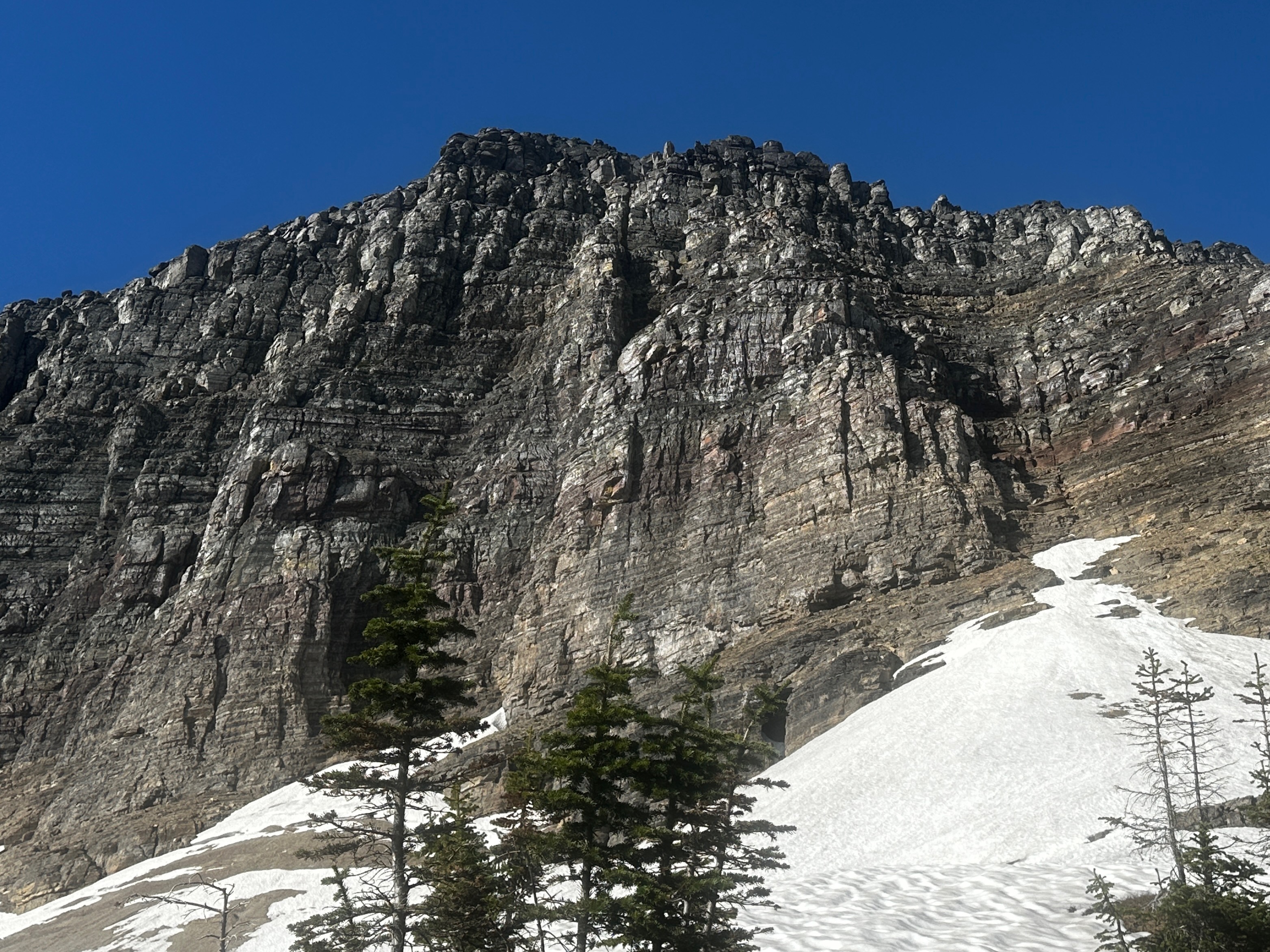 The southwest face of the Salamander, above the Highline Trail in Glacier National Park. 