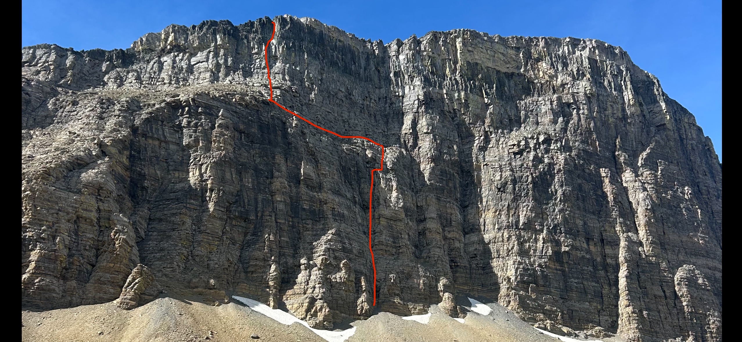 The line climbed in 2025 up the north face of Cataract Mountain. 