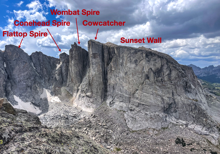 Various named formations in the Cirque of the Moon. 