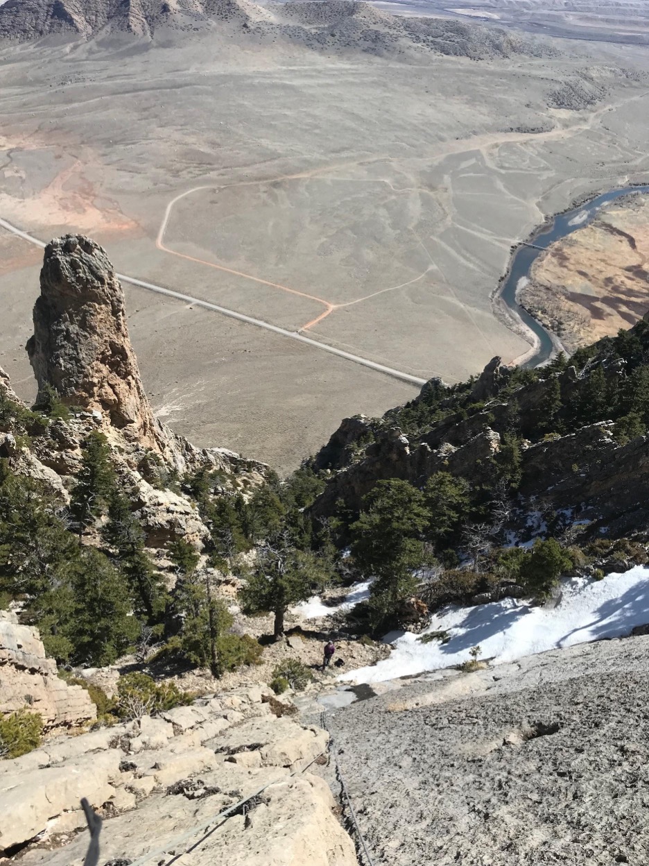 Looking down the first pitch of The East Face.