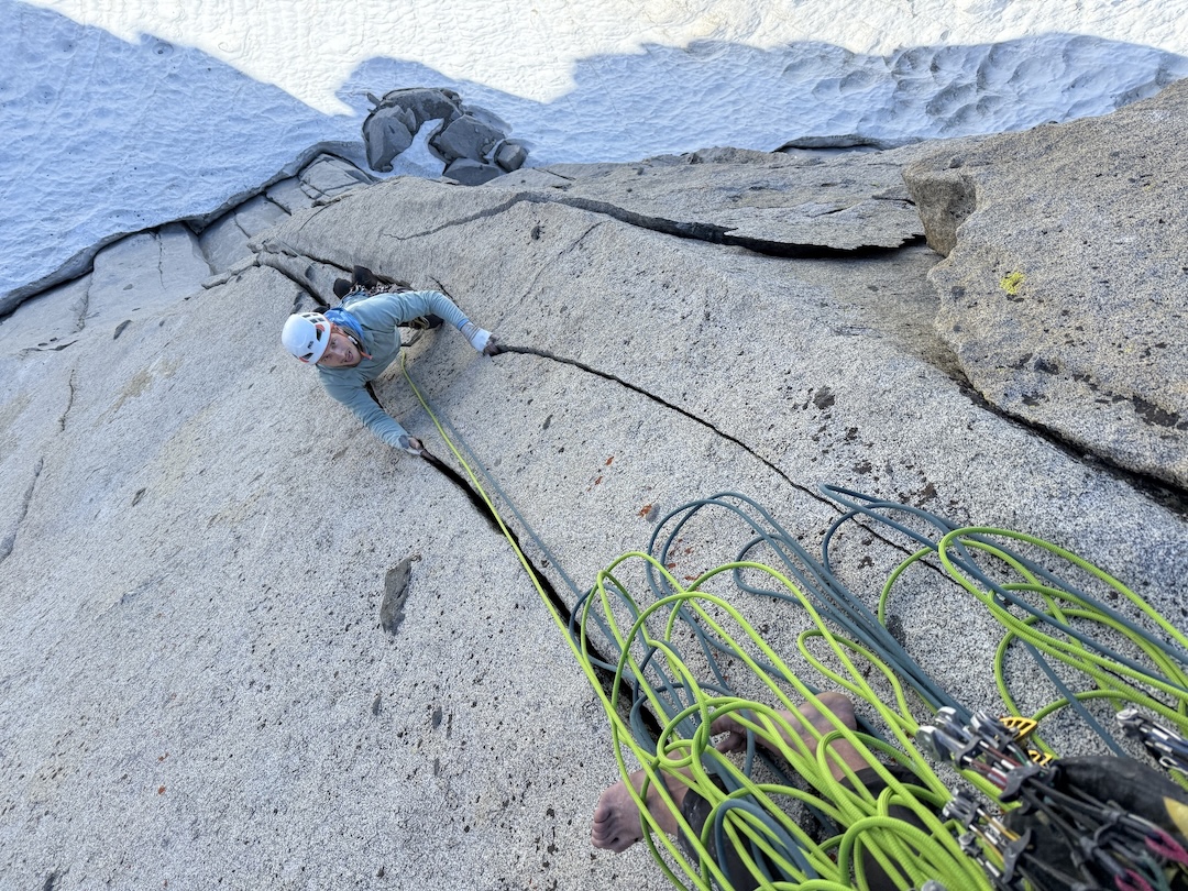 Derek Field following the second pitch (5.10) on Giselle’s Big Advencha. 