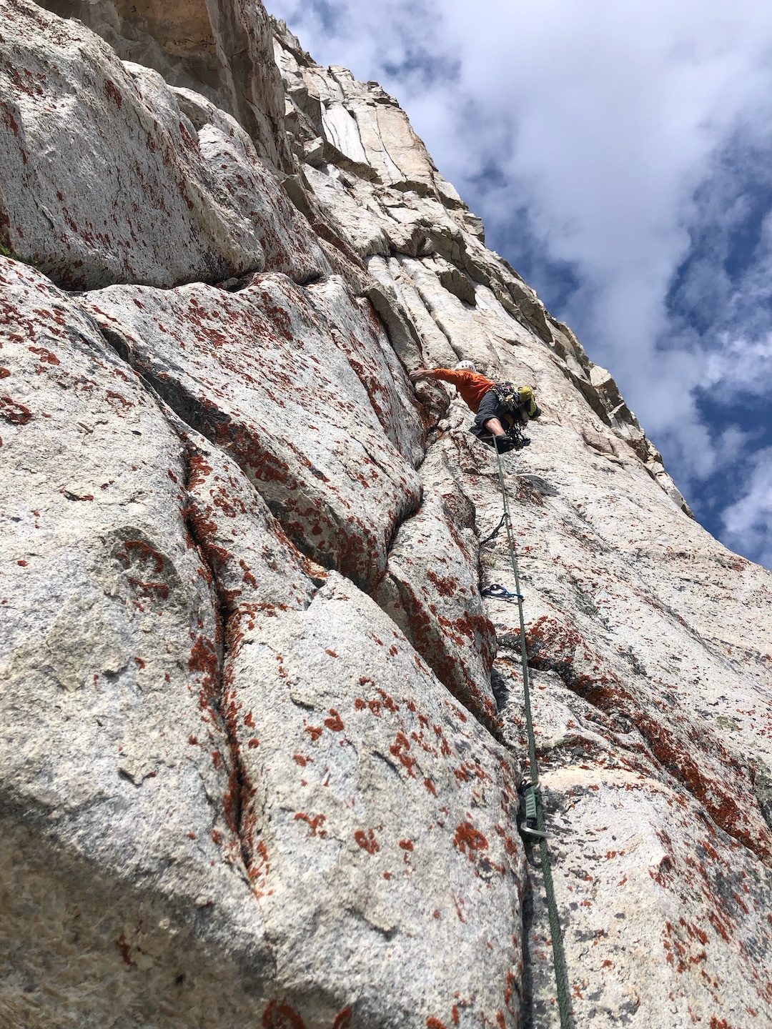 Mike Pond on the fourth pitch of Phase Change (1,200’, 5.11) on Flatiron Butte. 