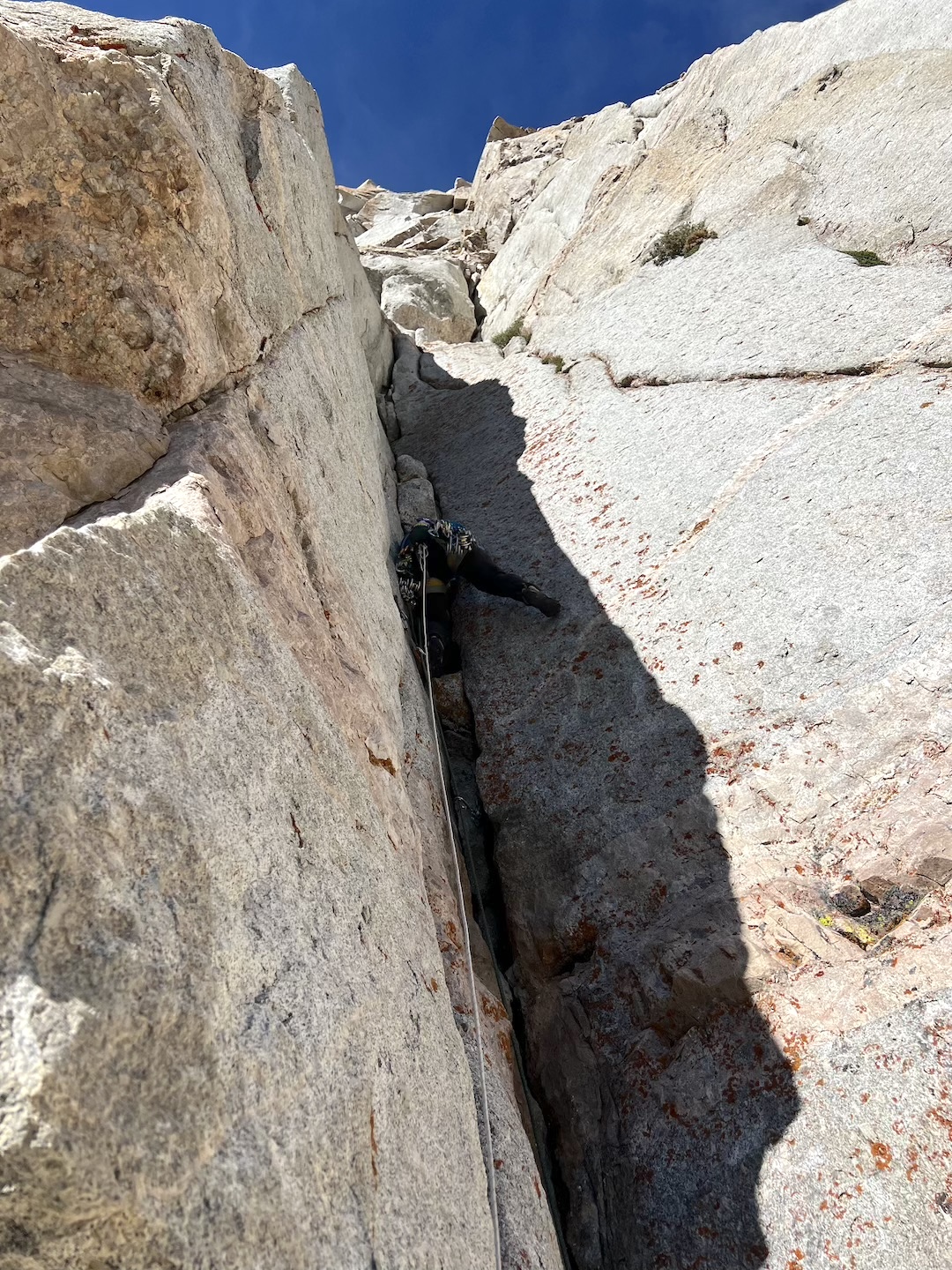 Henry Feder on the third pitch of Endemic Species (1,200’, 5.11+) on Flatiron Butte.  