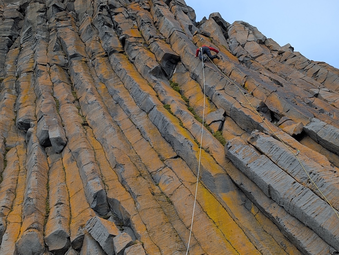 Basalt columns on the first pitch on Edinburgh Hill.