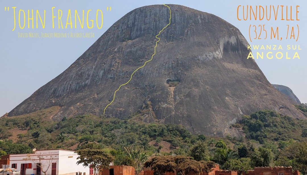 The new route John Frango (325m, 7a) on Cunduvile dome.